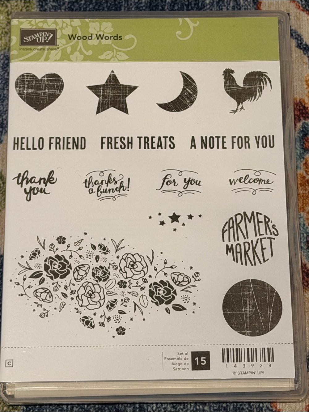 Stampin' Up! Wood Words Clear Stamp Set - Green Accents